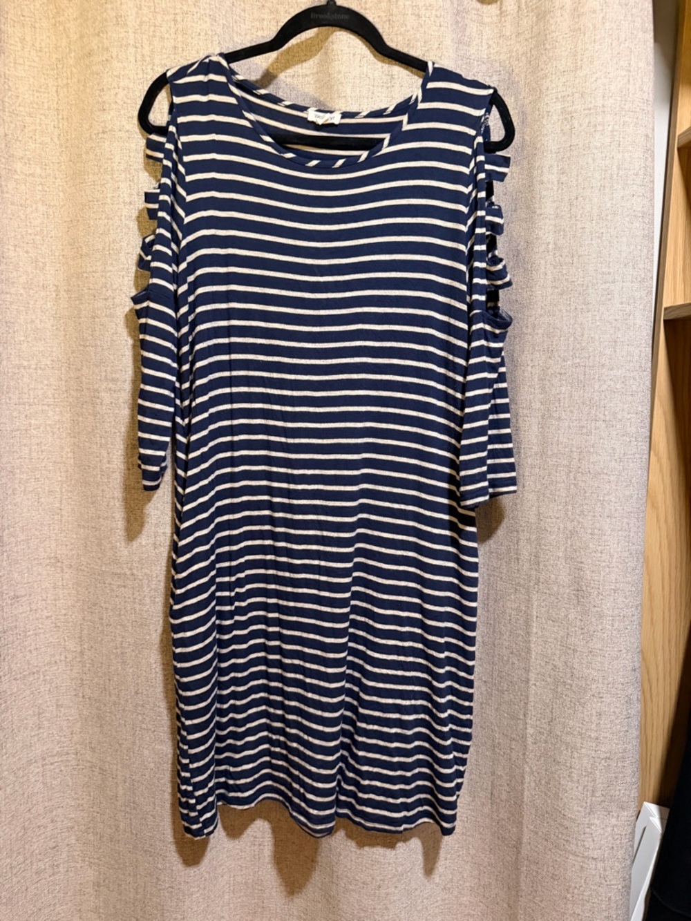 Westport Navy and White Striped Cold-Shoulder Mini Dress